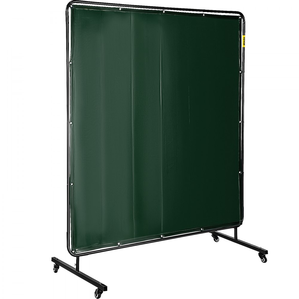 VEVOR Welding Screen with Frame 6' x 6', Welding Curtain with 4 Wheels, Welding Protection Screen Green Flame-Resistant Vinyl, Portable Light-Proof Professional - GBHJCL6X6DKJLS001V0