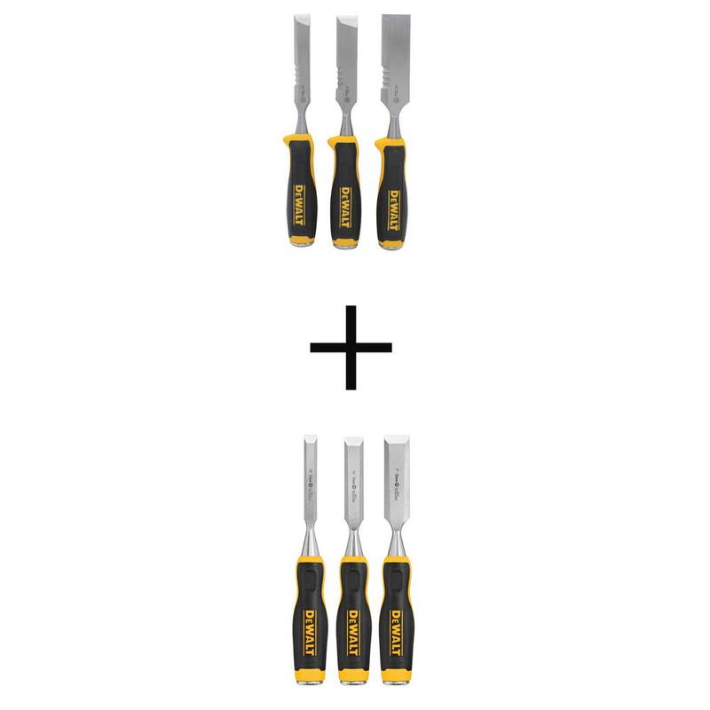 Juego de cinceles de golpe lateral DEWALT (3 piezas) con juego de cinceles de madera (3 piezas) - DWHT16148W16862