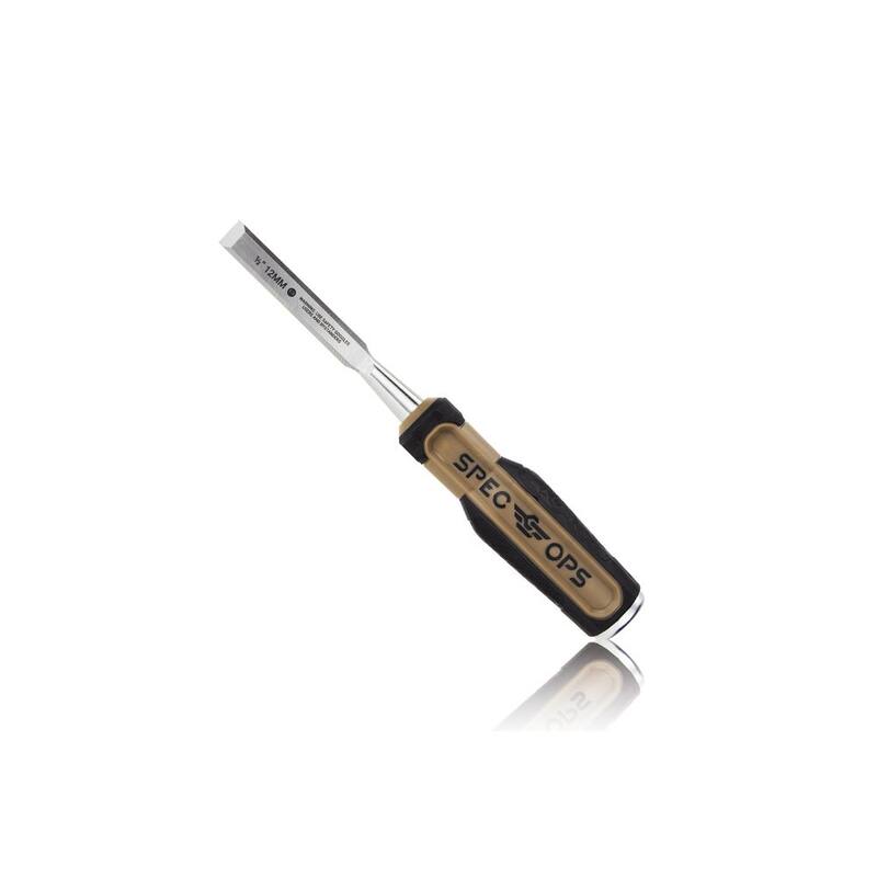 Cincel de madera SPEC OPS, hoja de 1/2 pulgadas, hoja de acero de alto carbono, agarre absorbente de impacto - SPEC-C1-12