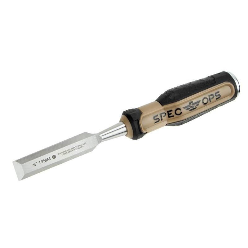 Cincel de madera SPEC OPS, hoja de 3/4 pulgadas, hoja de acero de alto carbono, agarre absorbente de impactos - SPEC-C1-34