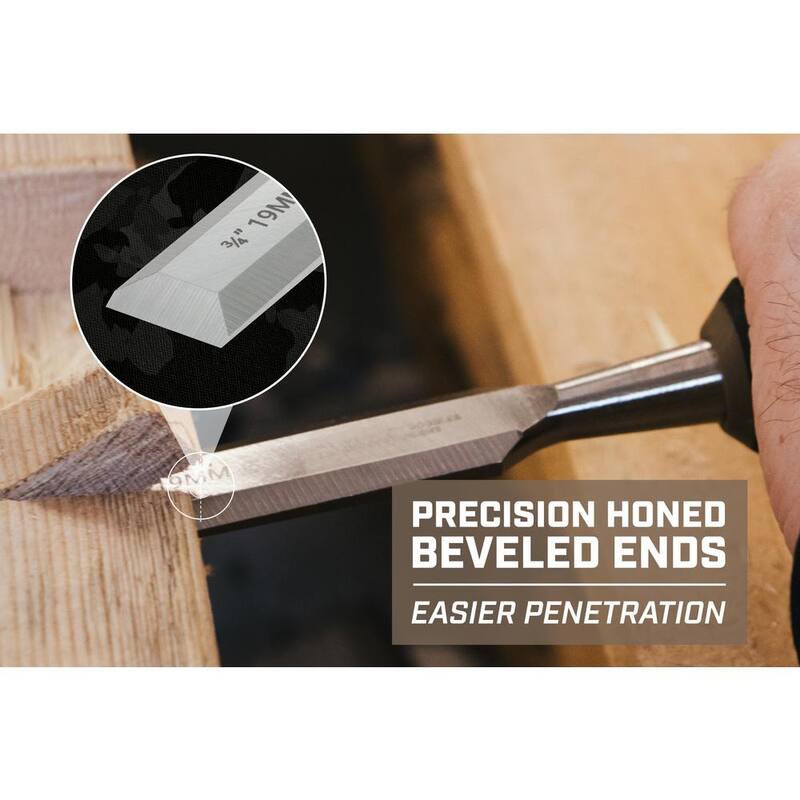 Cincel de madera SPEC OPS, hoja de 3/4 pulgadas, hoja de acero de alto carbono, agarre absorbente de impactos - SPEC-C1-34