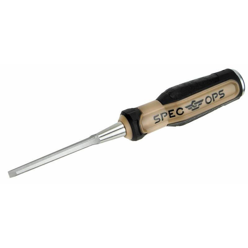 Cincel de madera SPEC OPS, 1/4 pulgada de hoja, hoja de acero de alto carbono, agarre absorbente de impactos - SPEC-C1-14