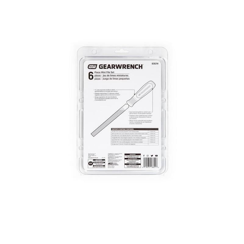Juego de 6 limas bastardas mini de 4 pulgadas con mangos de GEARWRENCH - 82821H