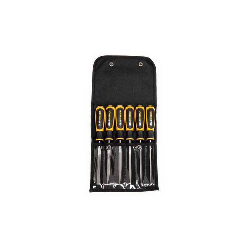 Juego de 6 limas bastardas mini de 4 pulgadas con mangos de GEARWRENCH - 82821H