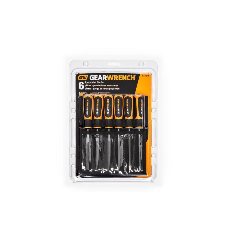Juego de 6 limas bastardas mini de 4 pulgadas con mangos de GEARWRENCH - 82821H