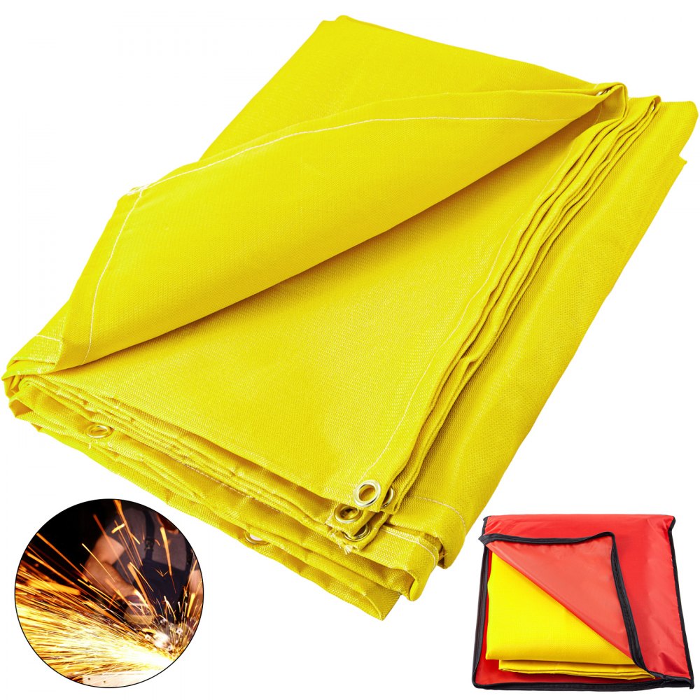 VEVOR 6 x 10 Ft Welding Blanket Gold Fiberglass Blanket Portable Fiberglass Fire Retardant Blanket Welding Mat Welding Fireproof Thermal Resistant Insulation With Carry Bag - HT6X10GD000000001V0