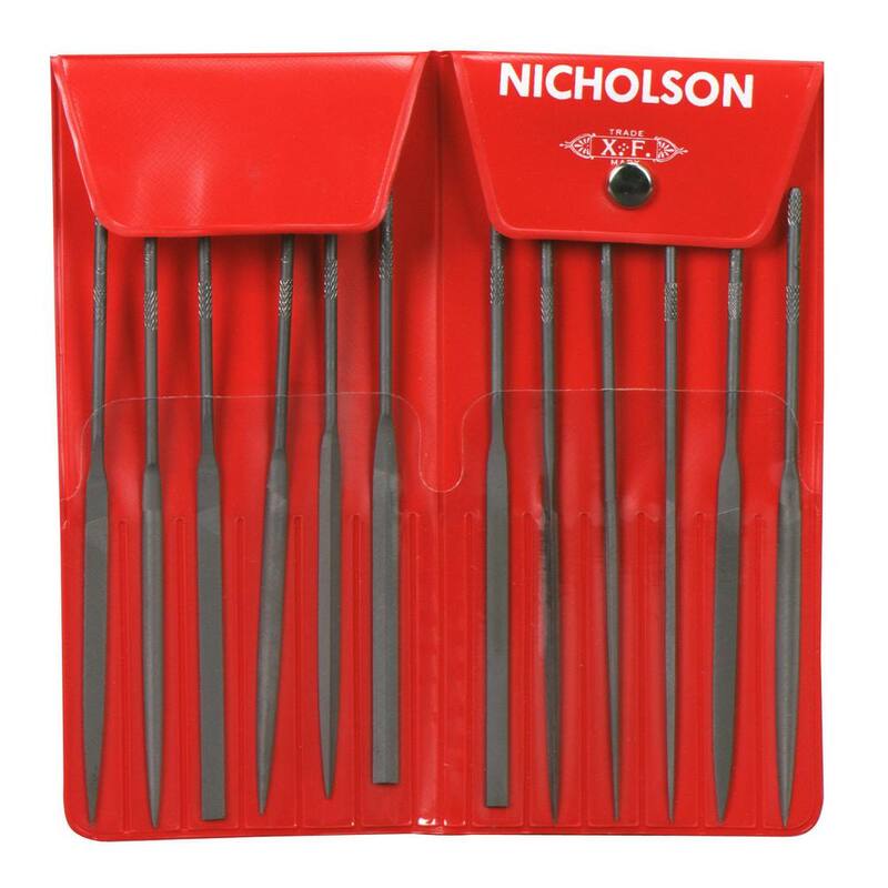 Juego de limas surtidas en miniatura 0-Cut de patrón suizo de Crescent Nicholson de 4 pulgadas con estuche (12 piezas) - 37029