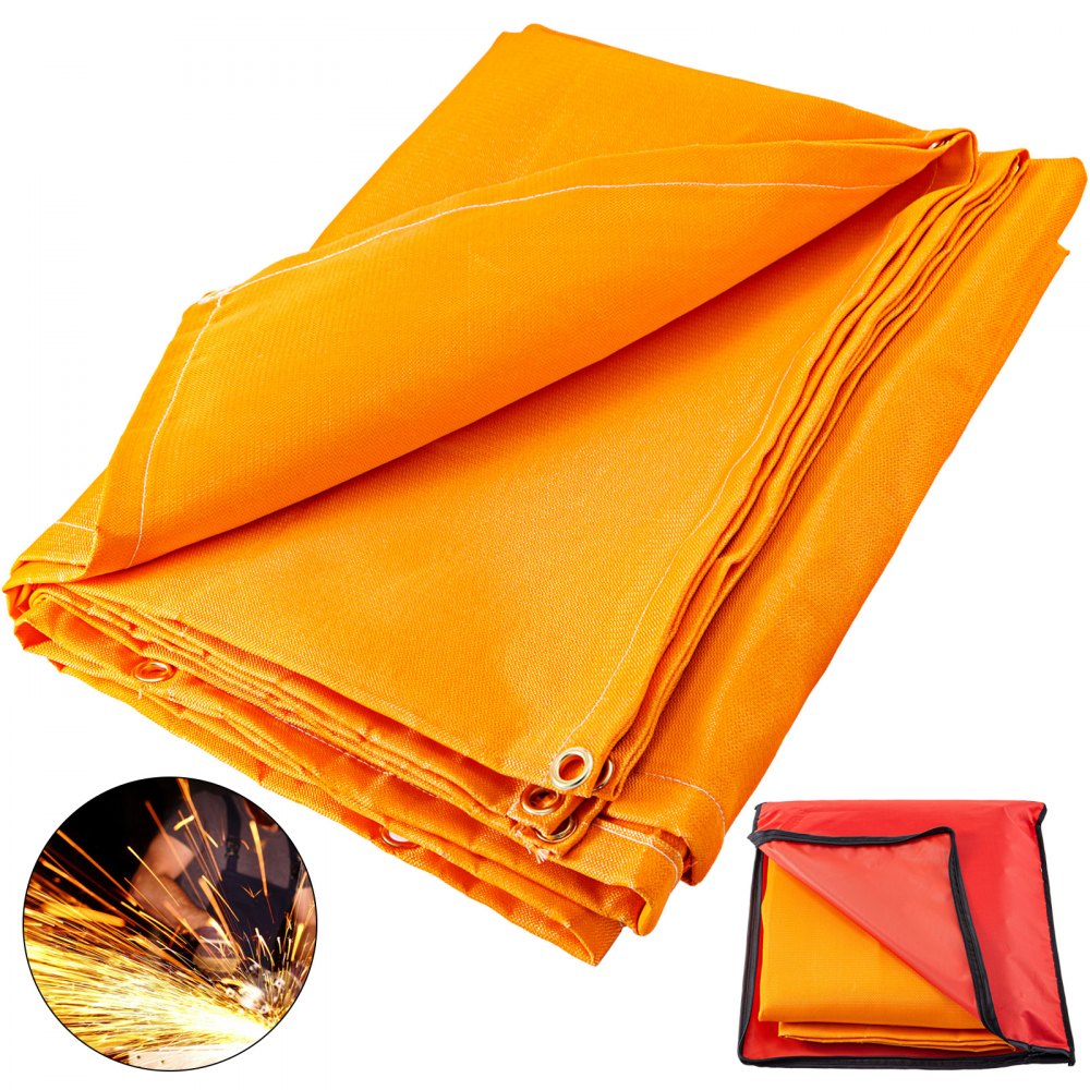 VEVOR 10 x 10 Ft Welding Blanket Orange Fiberglass Blanket Portable Fiberglass Fire Retardant Blanket Welding Mat Welding Fireproof Thermal Resistant Insulation With Carry Bag - HT10X10JS00000001V0