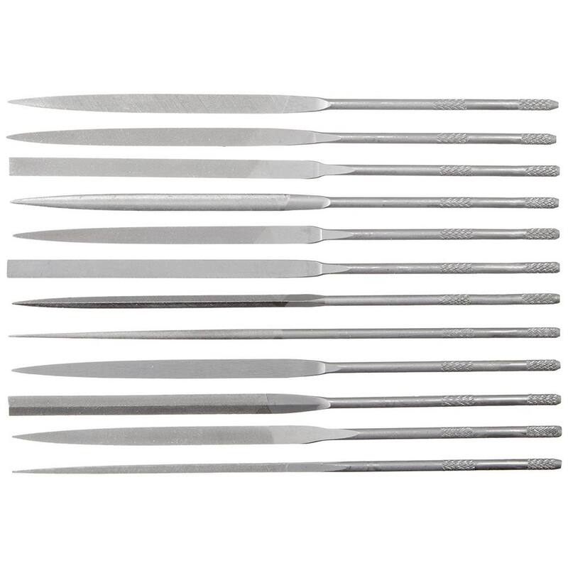 Juego de limas surtidas de patrón suizo de 4 cortes en miniatura de 5-1/2 pulgadas Crescent Nicholson con estuche (12 piezas) - 37404