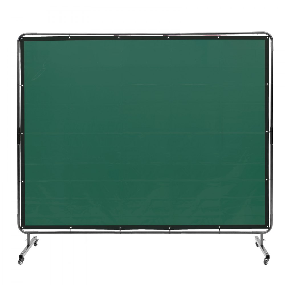 VEVOR Welding Screen with Frame, 6' x 8' Welding Curtain Screen, Flame-Resistant Vinyl Welding Protection Screen on 4 Swivel Wheels (2 Lockable), Moveable & Professional for Workshop/Industrial, Green - DMSHJPF6X8YCRA6FOV0