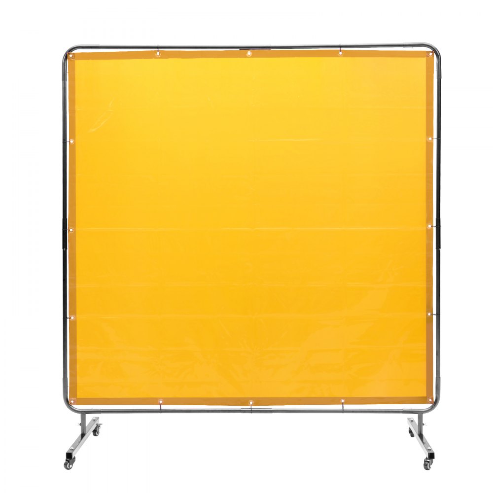 VEVOR Welding Screen with Frame, 6' x 6' Welding Curtain Screen, Flame-Resistant Vinyl Welding Protection Screen on 4 Swivel Wheel (2 Lockable), Moveable & Professional for Workshop/Industrial, Yellow - DMSHJPF6X6YCWE2S4V0