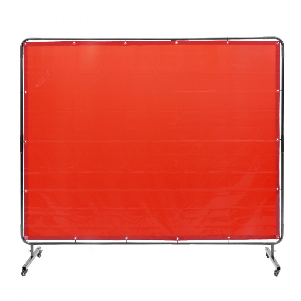 VEVOR Welding Screen with Frame, 6' x 8' Welding Curtain Screen, Flame-Resistant Vinyl Welding Protection Screen on 4 Swivel Wheels (2 Lockable), Moveable & Professional for Workshop/Industrial, Red - DMSHJPF6X8YCCZQN5V0