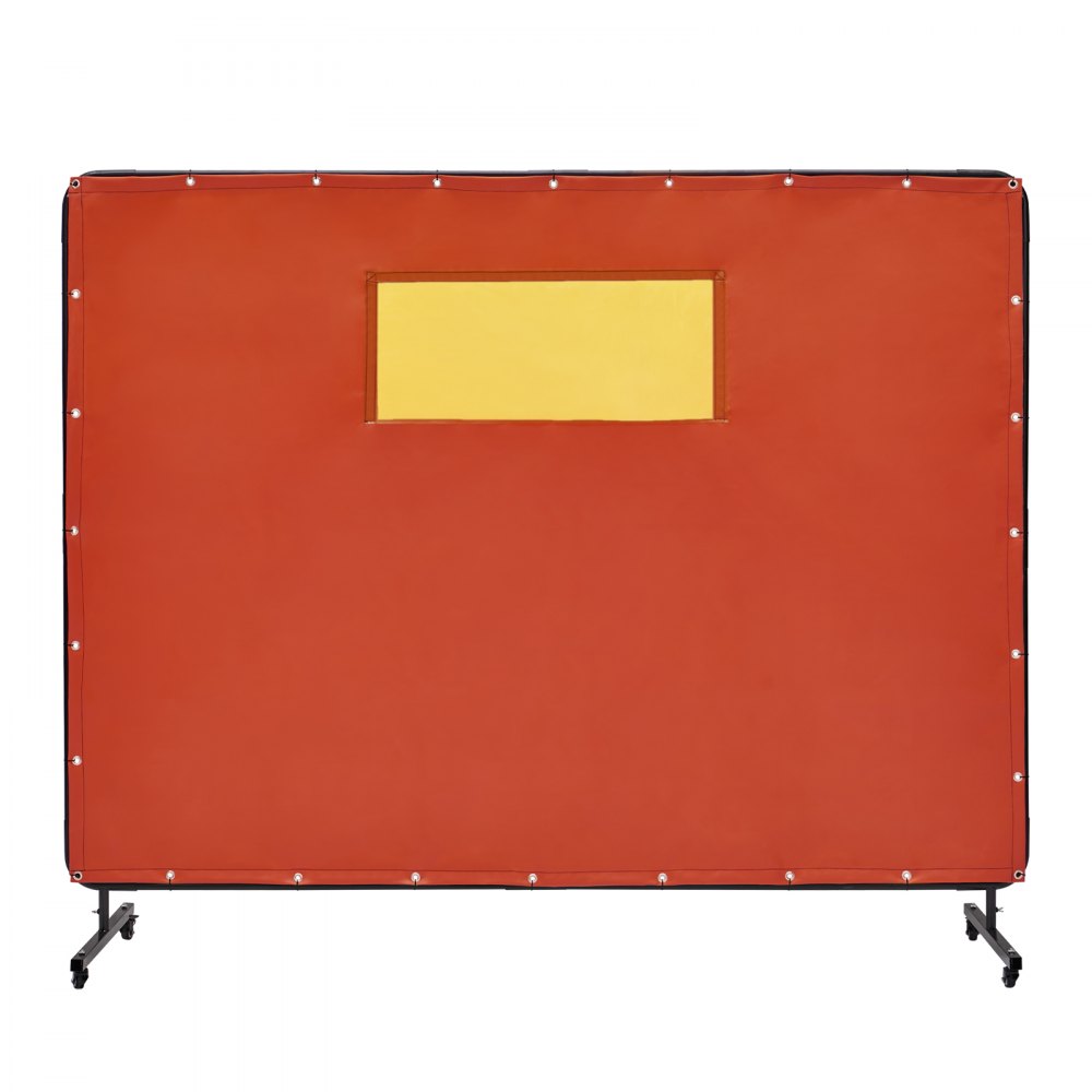 VEVOR Welding Screen with Frame, 6' x 8' Welding Curtain Screens, Flame-Resistant Vinyl Welding Protection Screen with 4 Swivel Wheels (2 Lockable) & Transparent Window for Workshop/Industrial, Red - DMSHJPF6X8YCEKGF2V0