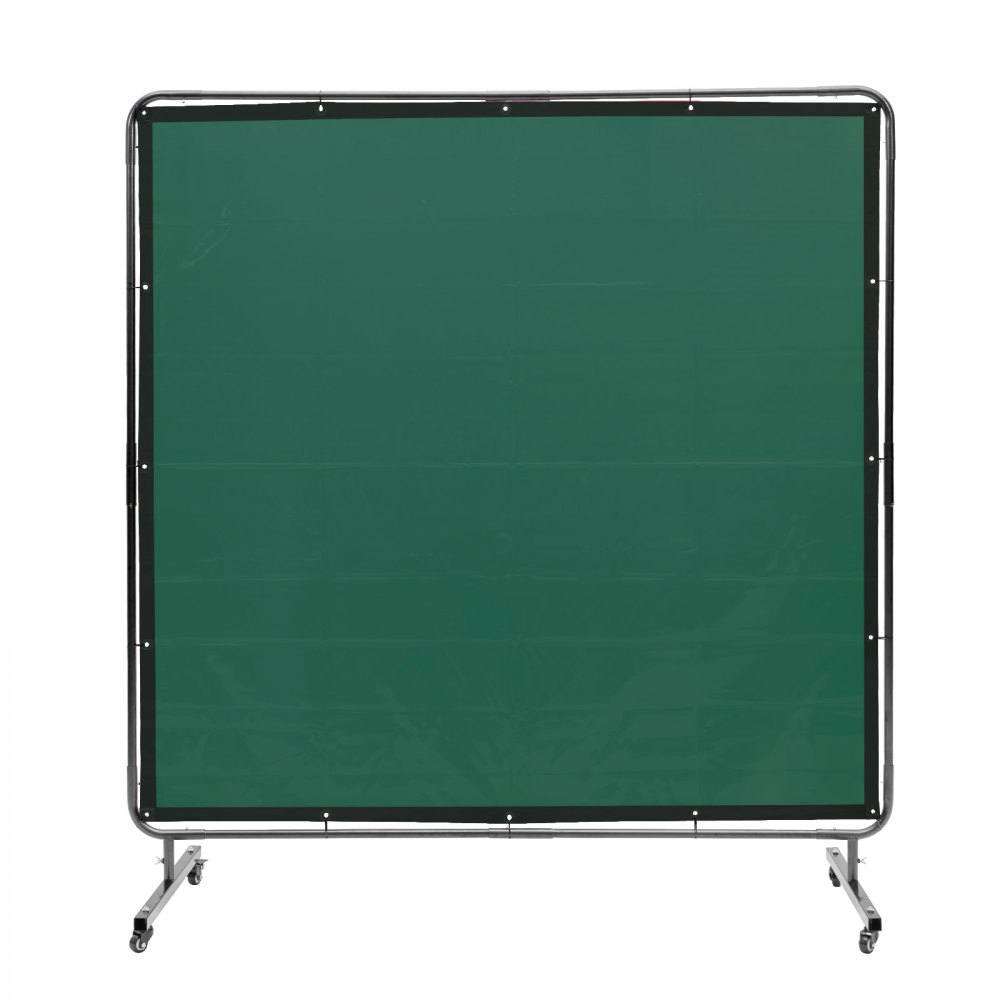VEVOR Welding Screen with Frame, 6' x 6' Welding Curtain Screen, Flame-Resistant Vinyl Welding Protection Screen on 4 Swivel Wheels (2 Lockable), Moveable & Professional for Workshop/Industrial, Green - DMSHJPF6X6YC3B64MV0