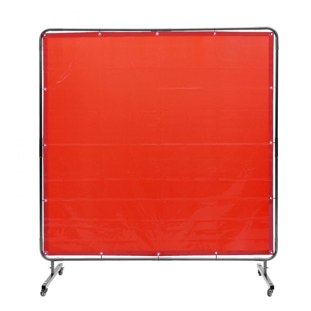 VEVOR Welding Screen with Frame, 6' x 6' Welding Curtain Screen, Flame-Resistant Vinyl Welding Protection Screen on 4 Swivel Wheels (2 Lockable), Moveable & Professional for Workshop/Industrial, Red - DMSHJPF6X6YCSUE9VV0