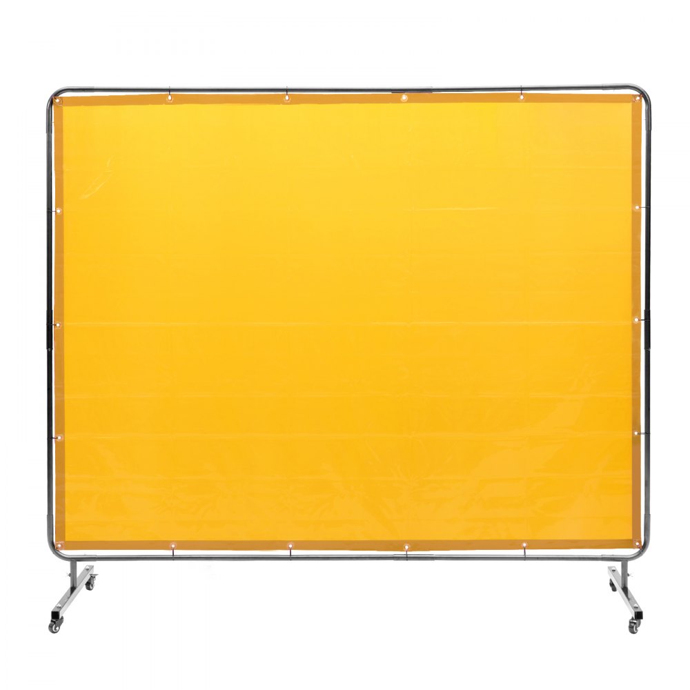 VEVOR Welding Screen with Frame, 6' x 8' Welding Curtain Screen, Flame-Resistant Vinyl Welding Protection Screen on 4 Swivel Wheel (2 Lockable), Moveable & Professional for Workshop/Industrial, Yellow - DMSHJPF6X8YC6Z0XNV0