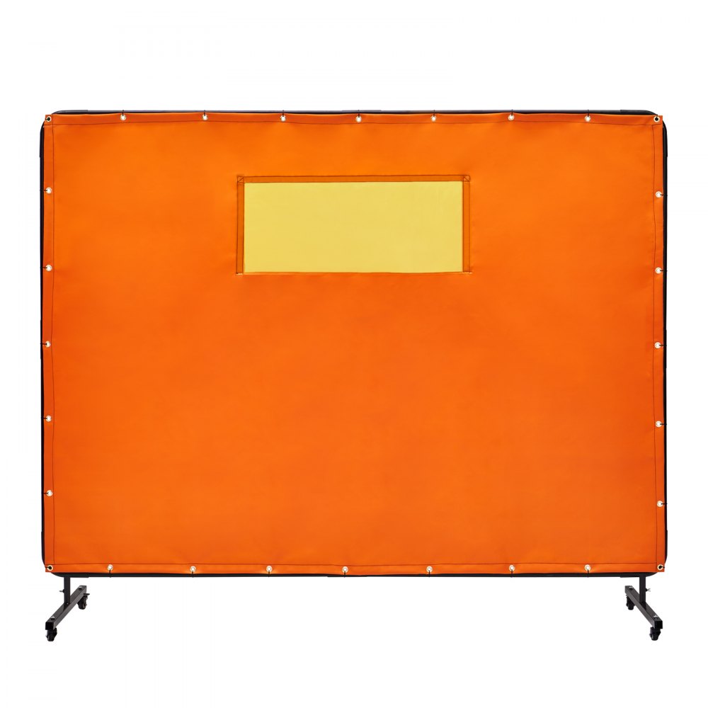 VEVOR Welding Screen with Frame, 6' x 8' Welding Curtain Screens, Flame-Resistant Vinyl Welding Protection Screen with 4 Swivel Wheels (2 Lockable) & Transparent Window for Workshop/Industrial, Yellow - DMSHJPF6X8YCOGB2PV0