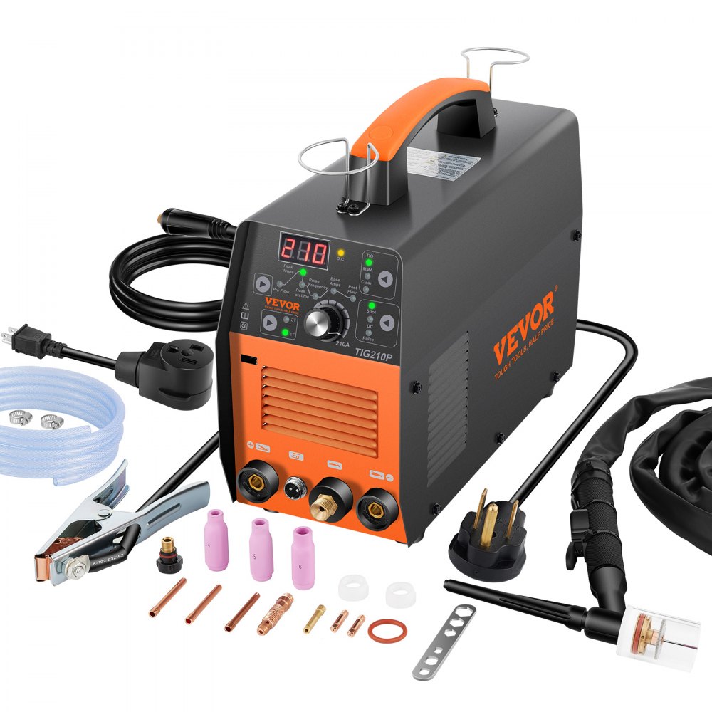 VEVOR 210Amp TIG Welder, Welder TIG 3 in 1, 110/220V Dual Voltage HF TIG/Stick/Clean Welding Machine w/USB, IGBT Inverter & Torch, Digital Arc Welder - DHJSHHDQXMCTI3WQ1V5