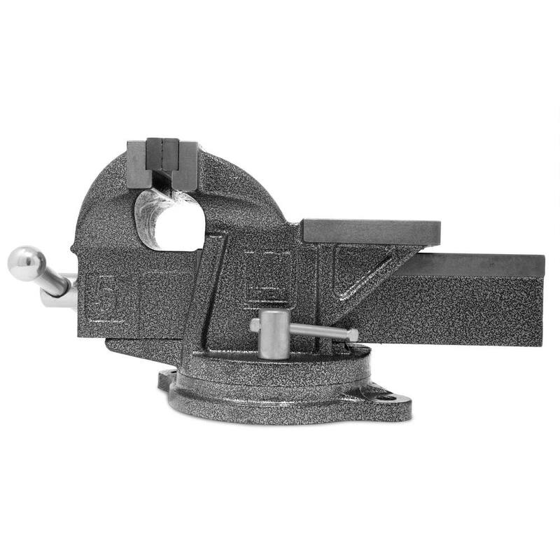 Morsa de banco de hierro fundido resistente de 5 pulgadas con base giratoria - 455BV