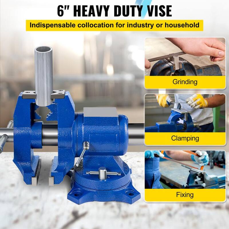 Tornillo de banco resistente VEVOR de 6 pulgadas. Tornillo de tubo para banco con fuerza de sujeción de 30Kn para sujetar equipos de fijación en uso doméstico o industrial - DGNTQQMZT94660001V0.