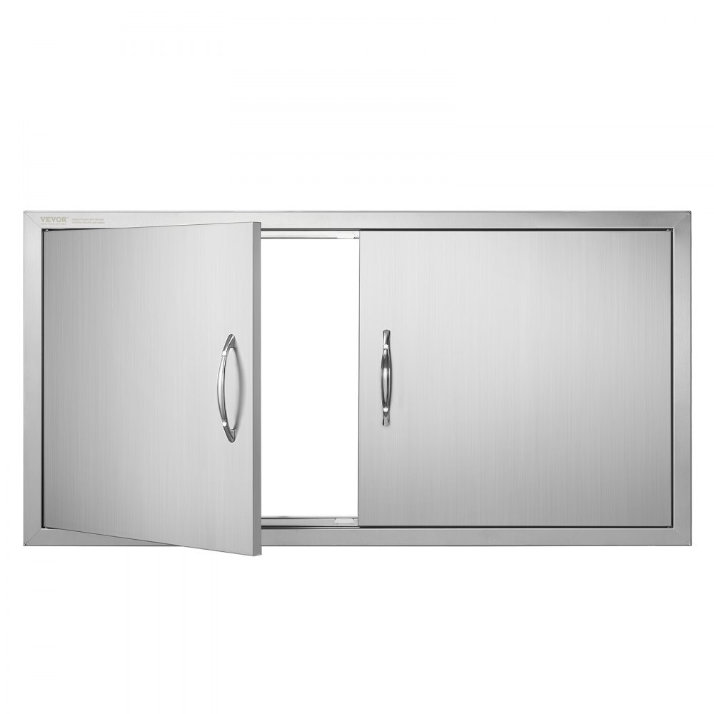 VEVOR BBQ Access Door, 42W x 21H Inch Double Outdoor Kitchen Door, Stainless Steel Flush Mount Door, Wall Vertical Door with Handles, for BBQ Island, Grilling Station, Outside Cabinet - SMMBSCJMYS427RZKFV0