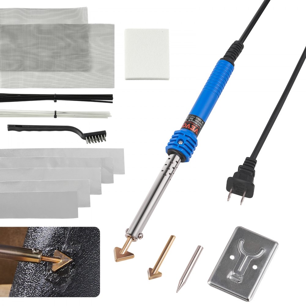 VEVOR Plastic Welding Kit, 100W Plastic Welder Soldering Iron Gun, Car Bumper Repair Kit with 2 Welding Tips, 1 Soldering Tip, 20 Plastic Welding Rods for Kayak/Toys/Plastic Crack/Electronics Repair - SLDLT100W1D0K3W5KV1