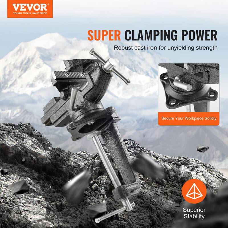 Tornillo de banco de banco VEVOR de 2.2 pulgadas con mordaza multifuncional con base giratoria de 360° para taller de carpintería y usos de bricolaje