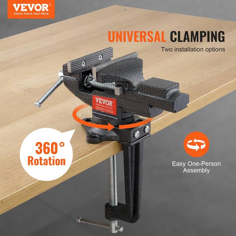 Tornillo de banco de banco VEVOR de 2.2 pulgadas con mordaza multifuncional con base giratoria de 360° para taller de carpintería y usos de bricolaje