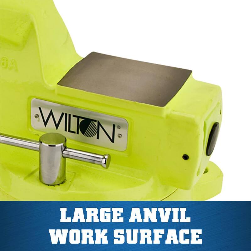 Morsa de seguridad de alta visibilidad y 5 pulgadas con base giratoria para mecánicos de Wilton, profundidad de garganta de 3-3/4 pulgadas - 63187