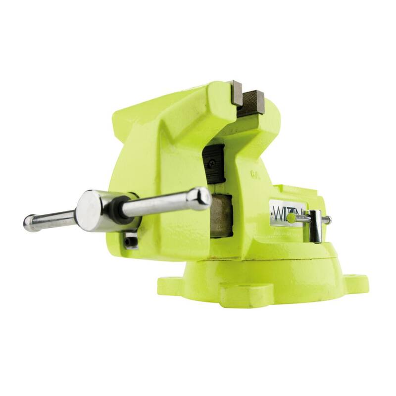 Morsa de seguridad de alta visibilidad y 5 pulgadas con base giratoria para mecánicos de Wilton, profundidad de garganta de 3-3/4 pulgadas - 63187