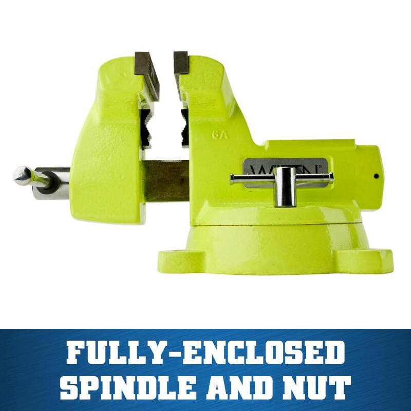 Morsa de seguridad de alta visibilidad y 5 pulgadas con base giratoria para mecánicos de Wilton, profundidad de garganta de 3-3/4 pulgadas - 63187