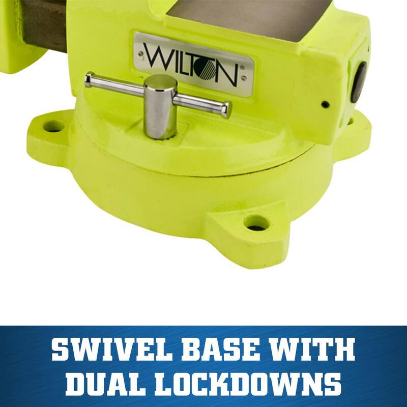 Morsa de seguridad de alta visibilidad y 5 pulgadas con base giratoria para mecánicos de Wilton, profundidad de garganta de 3-3/4 pulgadas - 63187