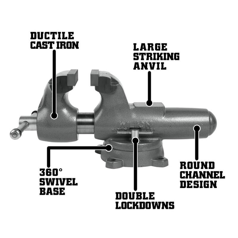 Morsa de canal redondo de 6 pulgadas para mecánico con base giratoria - 28833