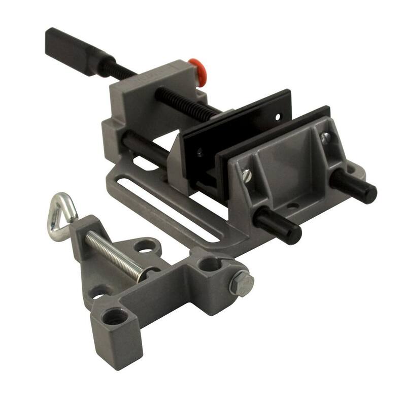 Wolfcraft Prensa de taladro con liberación rápida de 4 posiciones y tornillo de banco resistente con accesorio de mesa - 3410405
