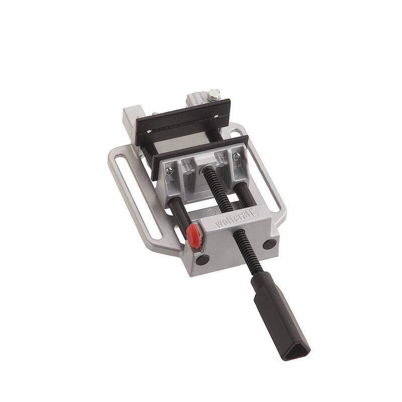 Wolfcraft Prensa de taladro con liberación rápida de 4 posiciones y tornillo de banco resistente con accesorio de mesa - 3410405