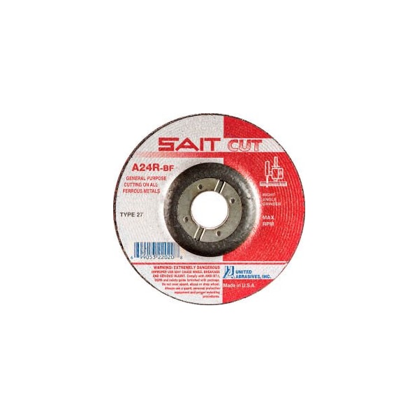 United Abrasives/Sait - Rueda de centro deprimido T27 A24R 6" x 1/8" x 7/8" 24 Grano Oxido de Aluminio - 22045