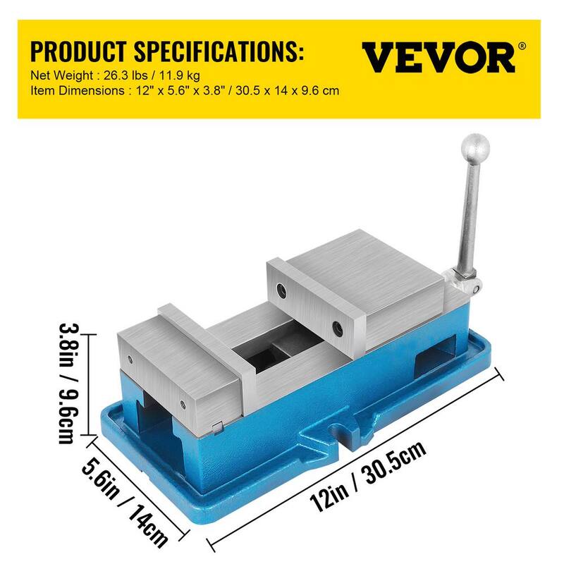 VEVOR - Tornillo de bancada para fresado sin giro de apertura de mandíbula de 4 pulgadas para prensa de taladro de banco de precisión y abrazadera de acabado de fresado de 100 mm - TQ4CJMPKQ00000001V0