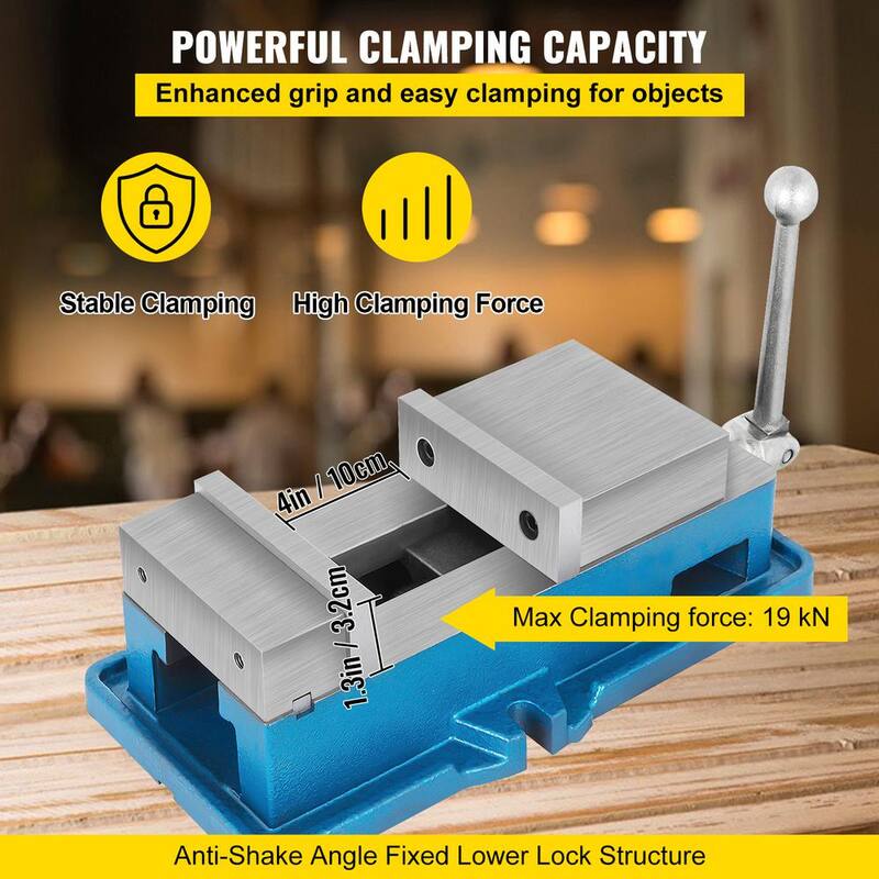 VEVOR - Tornillo de bancada para fresado sin giro de apertura de mandíbula de 4 pulgadas para prensa de taladro de banco de precisión y abrazadera de acabado de fresado de 100 mm - TQ4CJMPKQ00000001V0