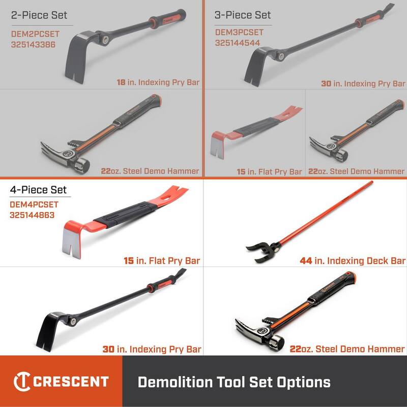 Set de herramientas para demolición Hammer y Pry Bar de Crescent (4 piezas) - DEM4PCSET.