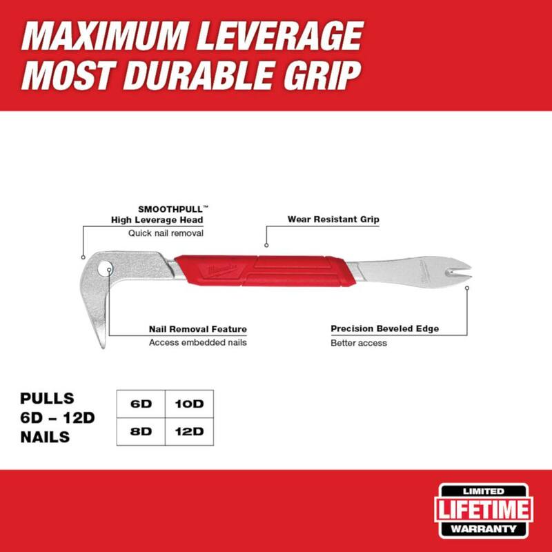 Milwaukee 12 pulgadas Nail Puller con Dimpler y 9 pulgadas Nail Puller con Dimpler (2 Piezas) - 48-22-9032-48-22-9030