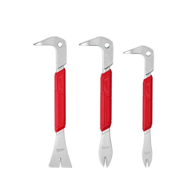 Juego de 3 piezas de Palanca sacadora de molduras de 10 pulgadas de Milwaukee con sacador de clavos de 12 pulgadas con Dimpler y sacador de clavos de 9 pulgadas con Dimpler - 48-22-9033-48-22-9032-48-22-9030.