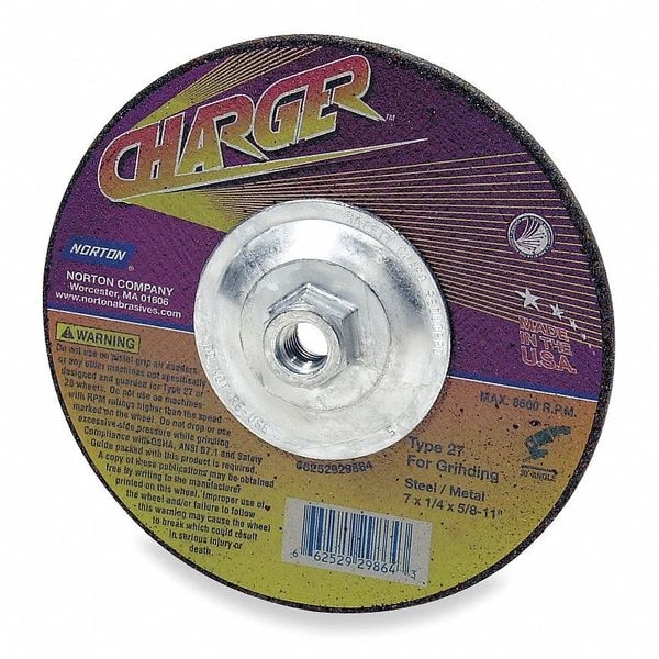 Rueda de Centro Deprimido Norton Abrasivos, 1/4" de grosor, Alúmina de Zirconio - 66253029868