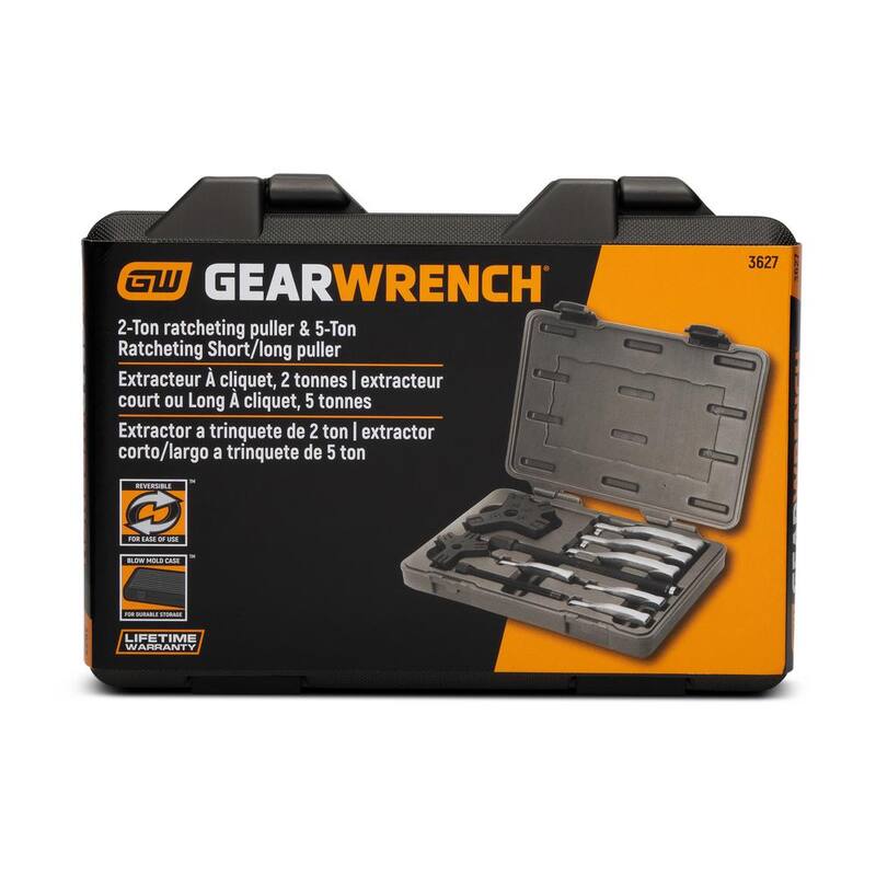 Juego de Extractores de 2 y 5 toneladas con Trinquete Interno/Externo de 2 o 3 Patas de GEARWRENCH con Estuche de Almacenamiento - 3627