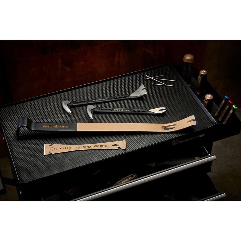SPEC OPS 21 pulgadas Barra de palanca plana Crowbar, Cabeza de balancín curvada, Extractor de clavos en forma de lágrima, Acero de alto carbono - SPEC-D21BAR