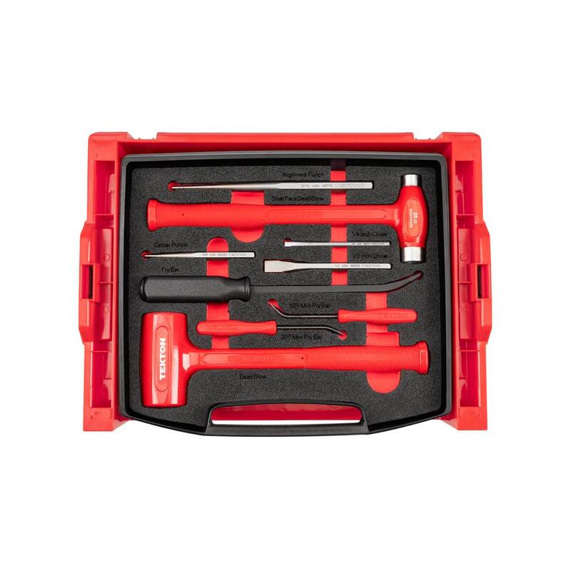 Set de Martillos, Palancas, Punzones y Cinceles TEKTON con Cajón Superior Abierto y Soporte (9 piezas) - OLB94701