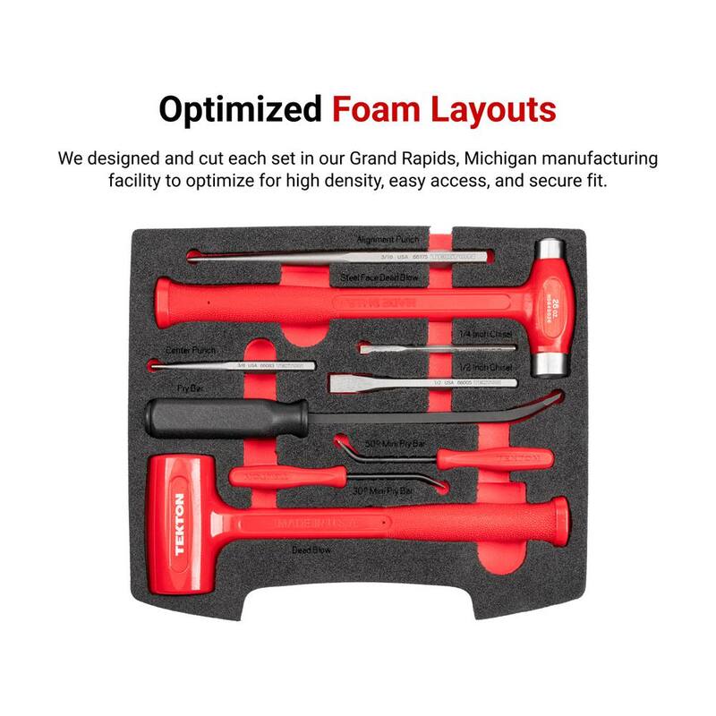 Set de Martillos, Palancas, Punzones y Cinceles TEKTON con Cajón Superior Abierto y Soporte (9 piezas) - OLB94701
