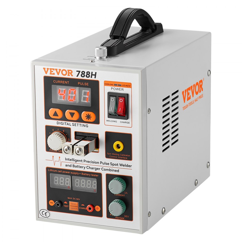 VEVOR Battery Spot Welder, 788H Pulse Spot Welder & Battery Charger, Portable High-Power Battery Welding Machine with 2 Welding Modes and LED Lighting for 0.15mm Pure Nickel, 18650 14500 Battery Packs - BYQDCDHJX015TCK0CV1