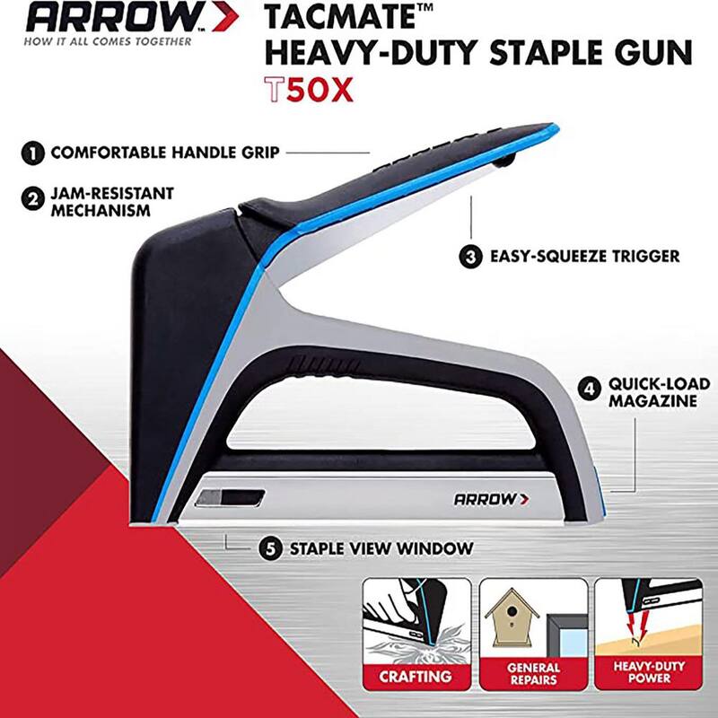 Arrow T50X TacMate - Grapadora de grapas de trabajo pesado