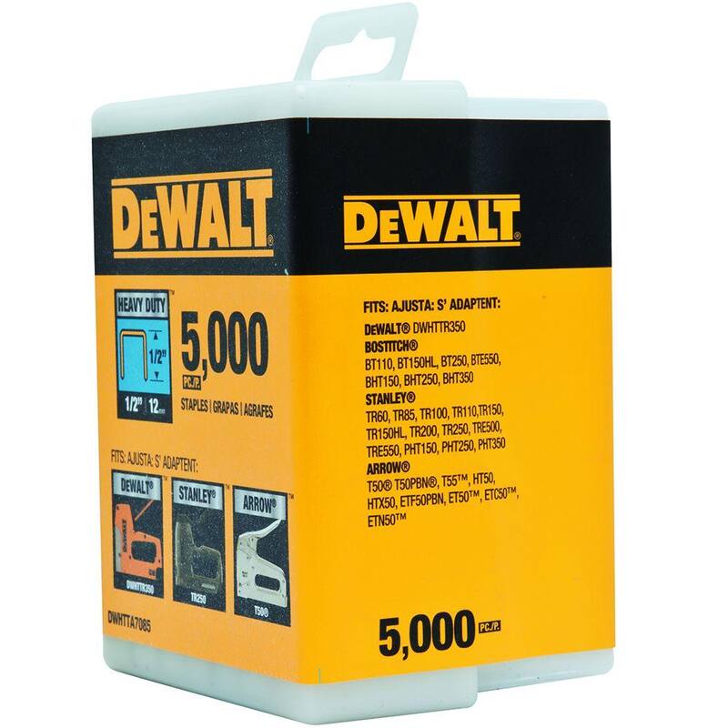 Grapadora de martillo resistente DEWALT y grapas de 3/8 in de alta resistencia (paquete de 5000) - DWHTTH450TA7065