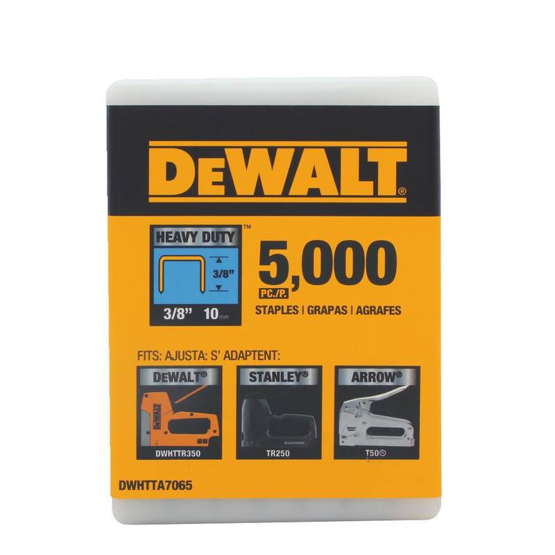 Grapadora de martillo resistente DEWALT y grapas de 3/8 in de alta resistencia (paquete de 5000) - DWHTTH450TA7065